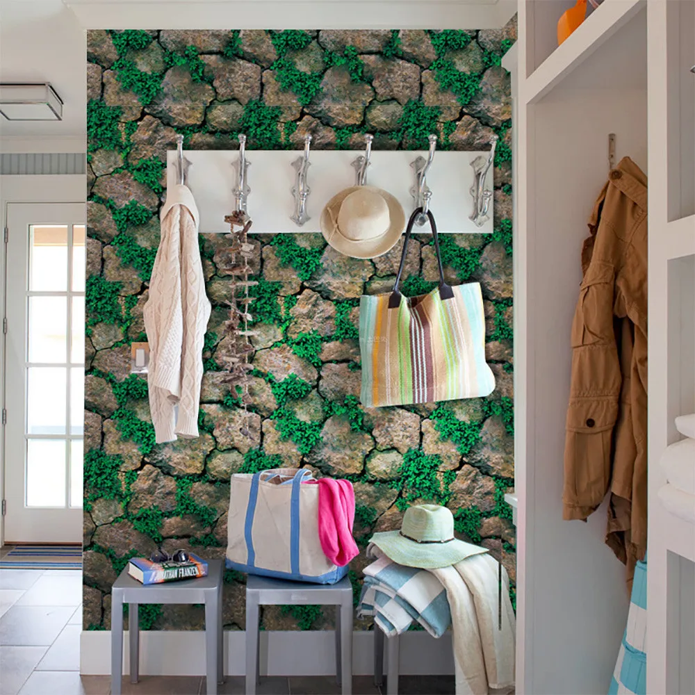 45x100cm Sticker Bedroom Living Room Background Wall Paper 3d Brick Stone Printed Rustic Effect Self-Adhesive Wall Sticker