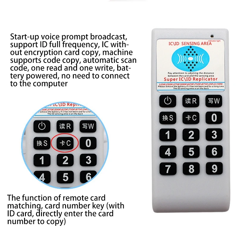 Handheld-Frequenz 125kHz-13,56 MHz Kopierer Duplikator ID IC Kartenleser Writer Zugangs kontroll karte Pass ID Firewall