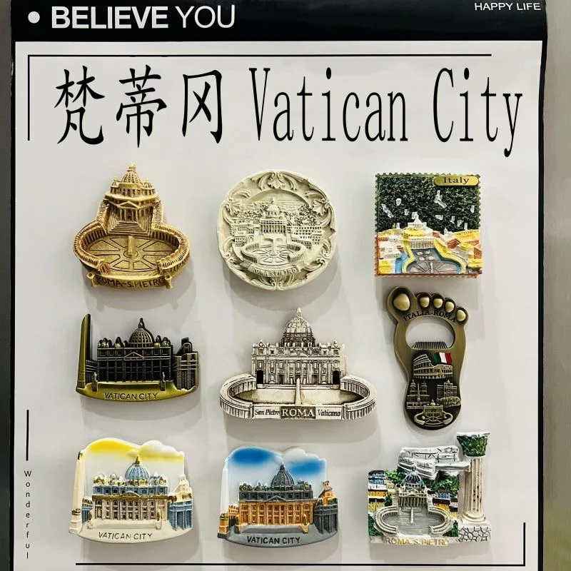 Magneti per frigorifero 3D della Città del Vaticano Turismo Souvenir Magneti per frigorifero in resina Collezione di adesivi Decorazione regalo artigianale