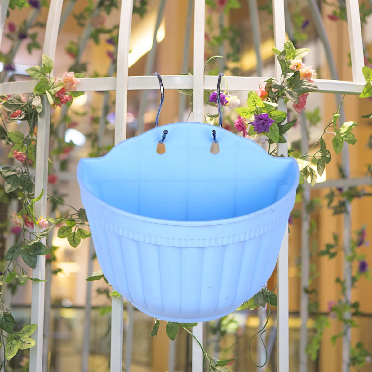 

2Pcs Wall Hanging Flower Pot Resin Plant Container Durable Decoration Hooks Plugs Included Wall Hanging Flower Pot