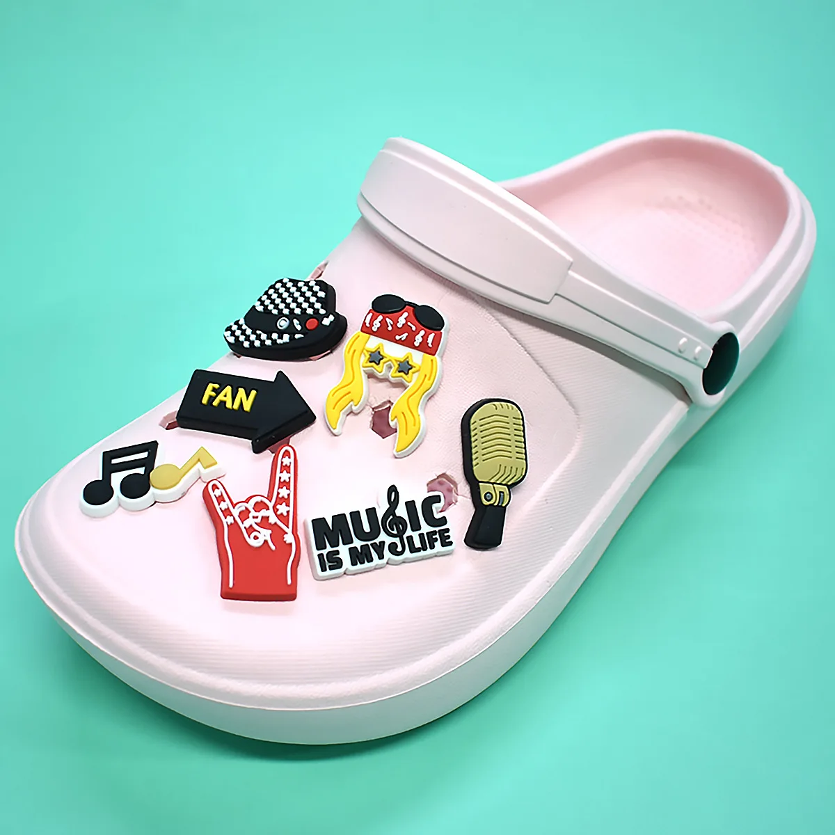 16pcs set Hot Trend Gothic Rock Music PVC Shoe Charms easy install removable DIY Decor For Clogs Cool Punk Street Accessories view 5