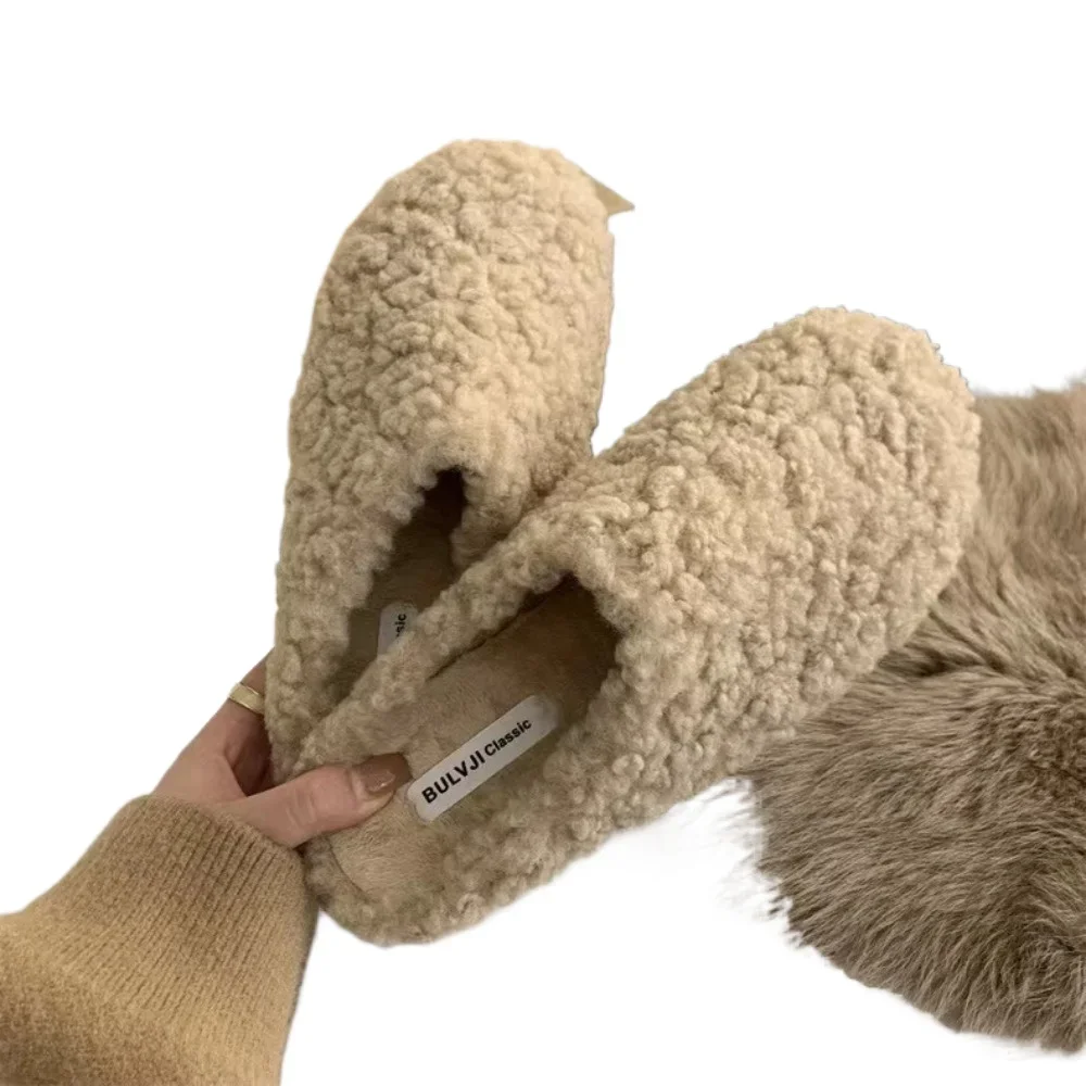 الصوف بلون فروي النعال النساء باوتو الفراء الوجه يتخبط امرأة المتزلجون شقة مع الشرائح نعال تدفئة داخلي Shoe2025 #6