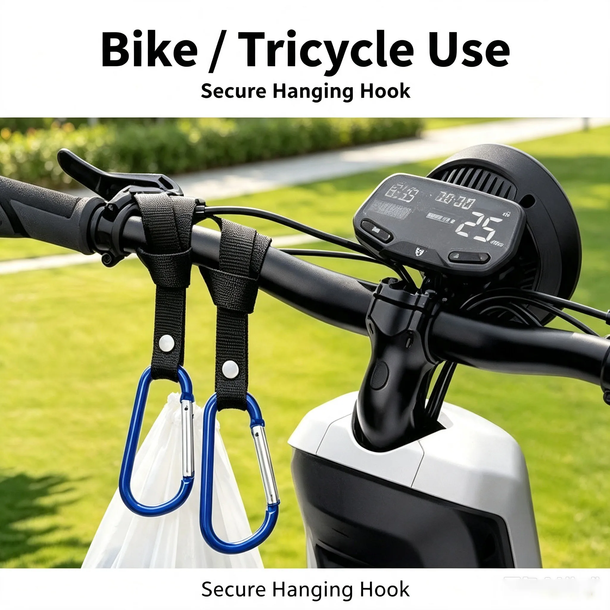 3Pcs Car Headrest Webbing Hook Alloy Carabiner Heavy‑Duty Hanger for Seat Back Bag Grocery Purse Storage Car Interior Accessorie