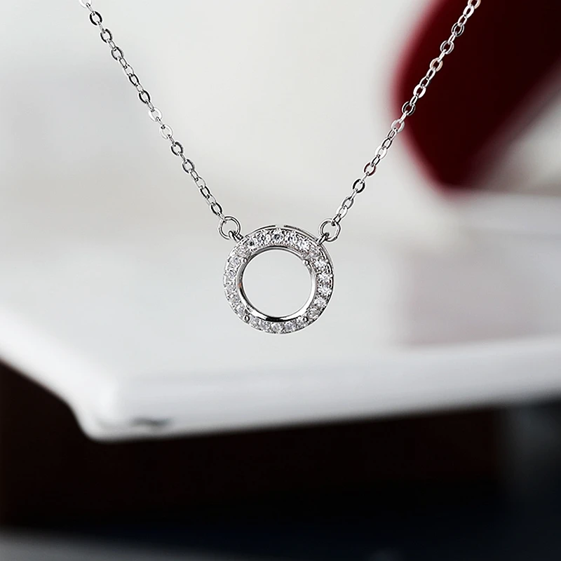 925 Sterling Silver Women Necklace Pendant CZ 10x10mm Round Cabochon Semi Mount Pendant Setting Cubic Zirconia