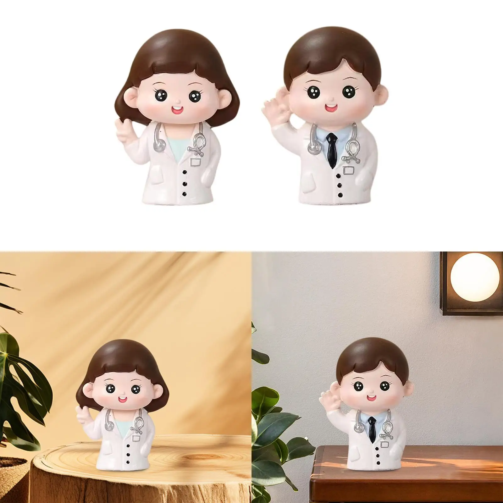 Doctor Statue Angel in White Figurine Landscape Doll Shaped Cake Topper for Anniversary Festival Wedding Tabletop Birthday