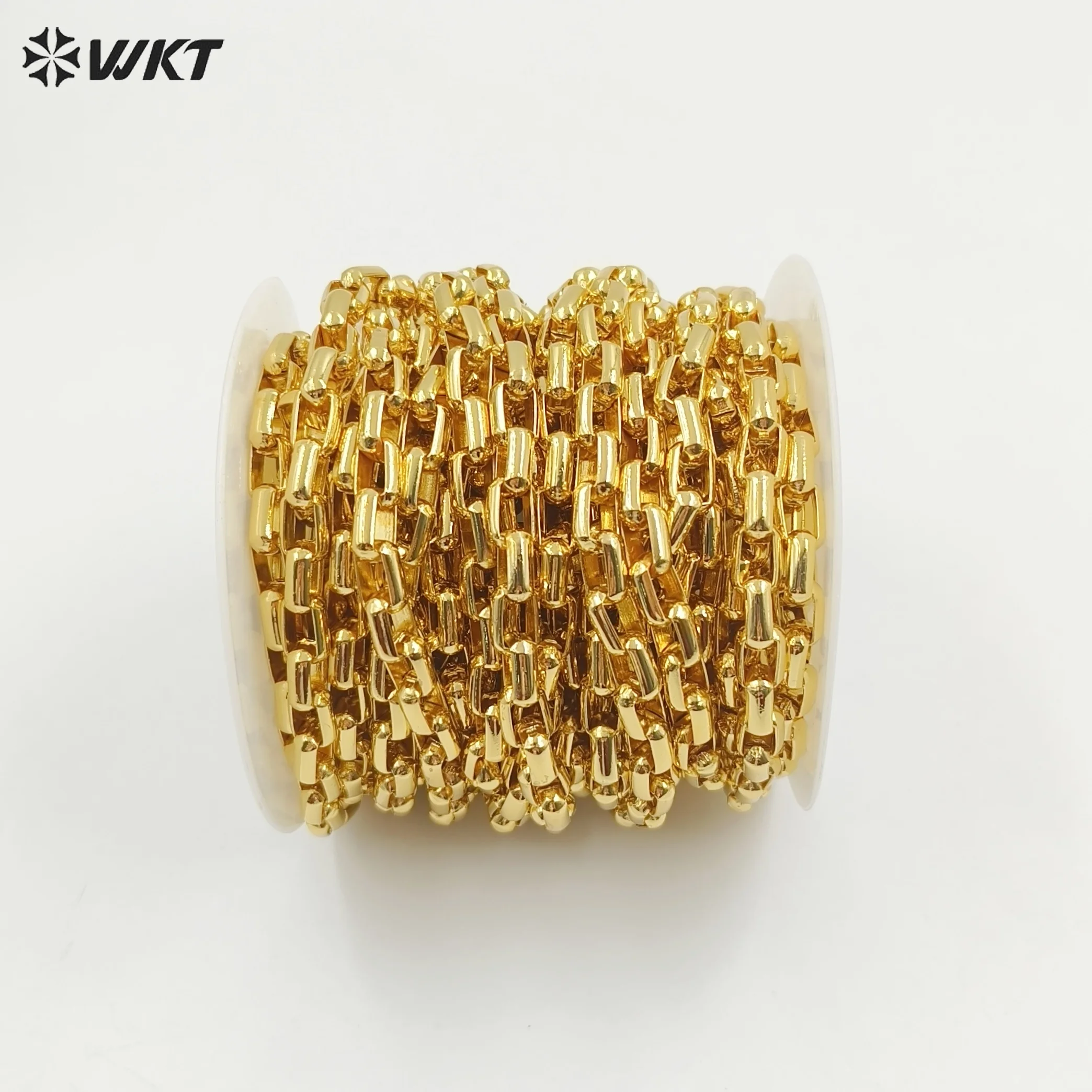 WT-BC225 Wholesale New 18K Gold Plated Yellow Brass Box Chain For Jewelry Design Necklace In 10 Meters