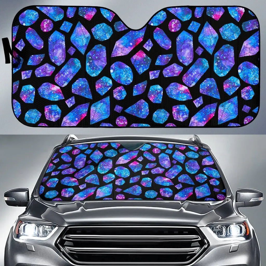 

Blue Crystal Cosmic Galaxy Space Print Car Sun Shade