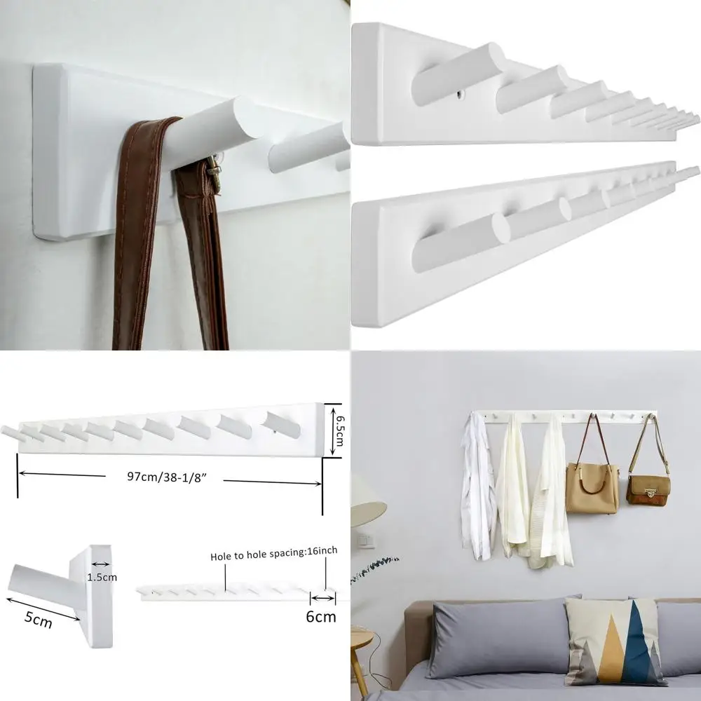 

Настенная вешалка на 10 крючков, длина 38 дюймов, белая, 2 штуки в упаковке, для шляп, курток и пальто