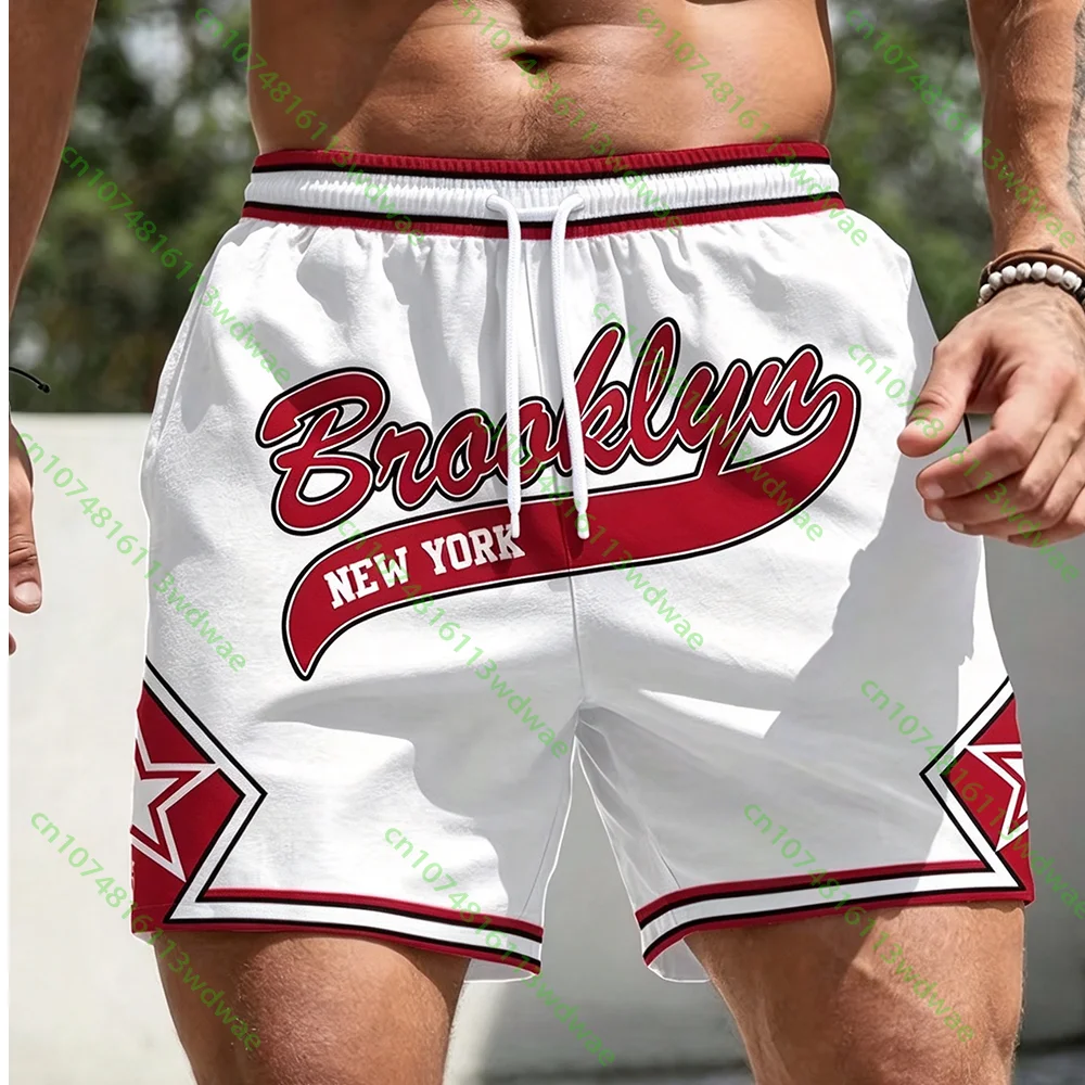 Summer Sports American Trendy Letter Print Men's Casual Shorts Street Basketball Outdoor Sports Shorts Fitness Breathable Shorts