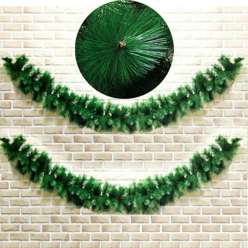 2.7M PET Pine Needle Rattan Branch Wreath Hanging Ornament For Mall Hotel Door Window Christmas Holiday Scene Decoration
