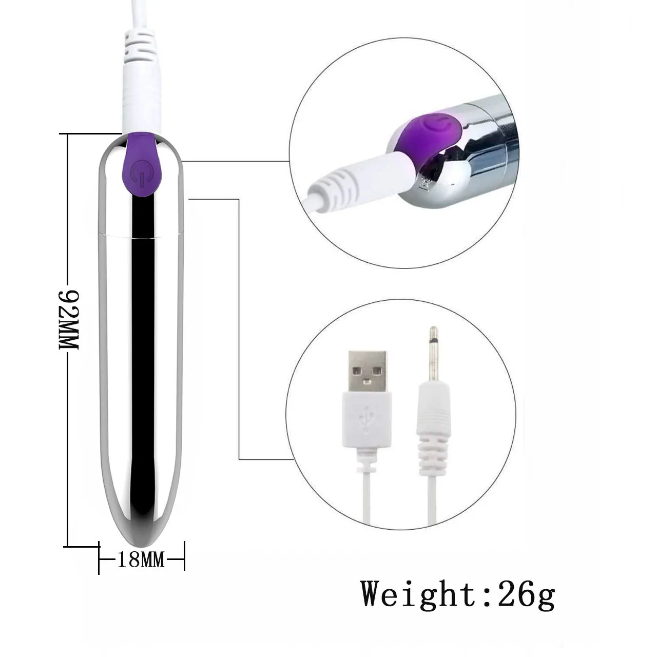 Bullet Vibrator Mini Rechargeable Vibrador Body Massager 10 Pattern Vibration Adult Sex Toy Female Masturbator for Man