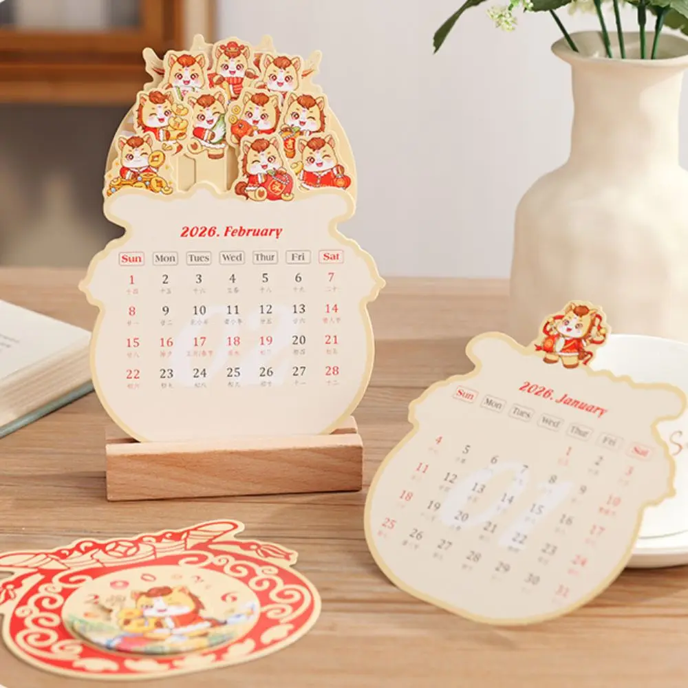 

New Wooden Base 2026 Desktop Calendar Detachable Base DIY Monthly Planner Date Display Desk Calendar New Year