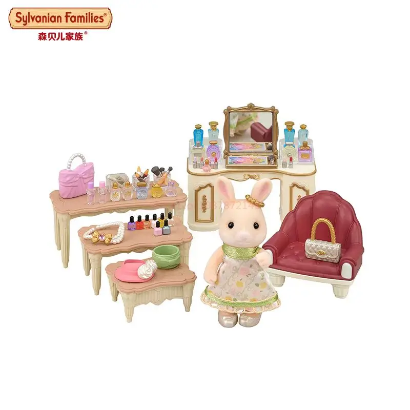 2024 Original Sylvanian Rabbit Beauty Boutique Playset Family Kawaii Figure Collectible Doll Birthday Gift Christmas Gift Toys