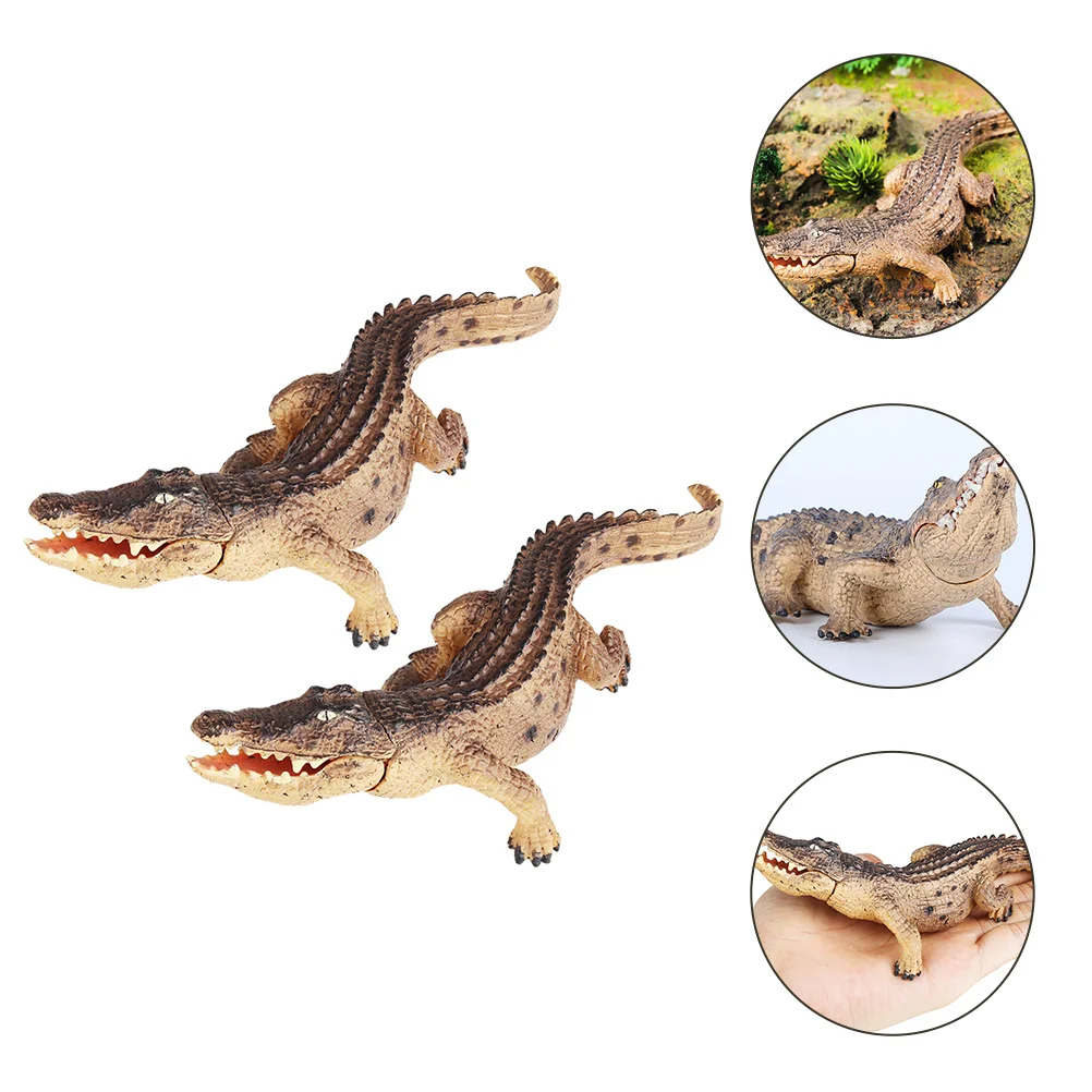 2 pçs modelo de crocodilo brinquedo simulado simulação figuras animais reconhecimento estatueta modelos falsos