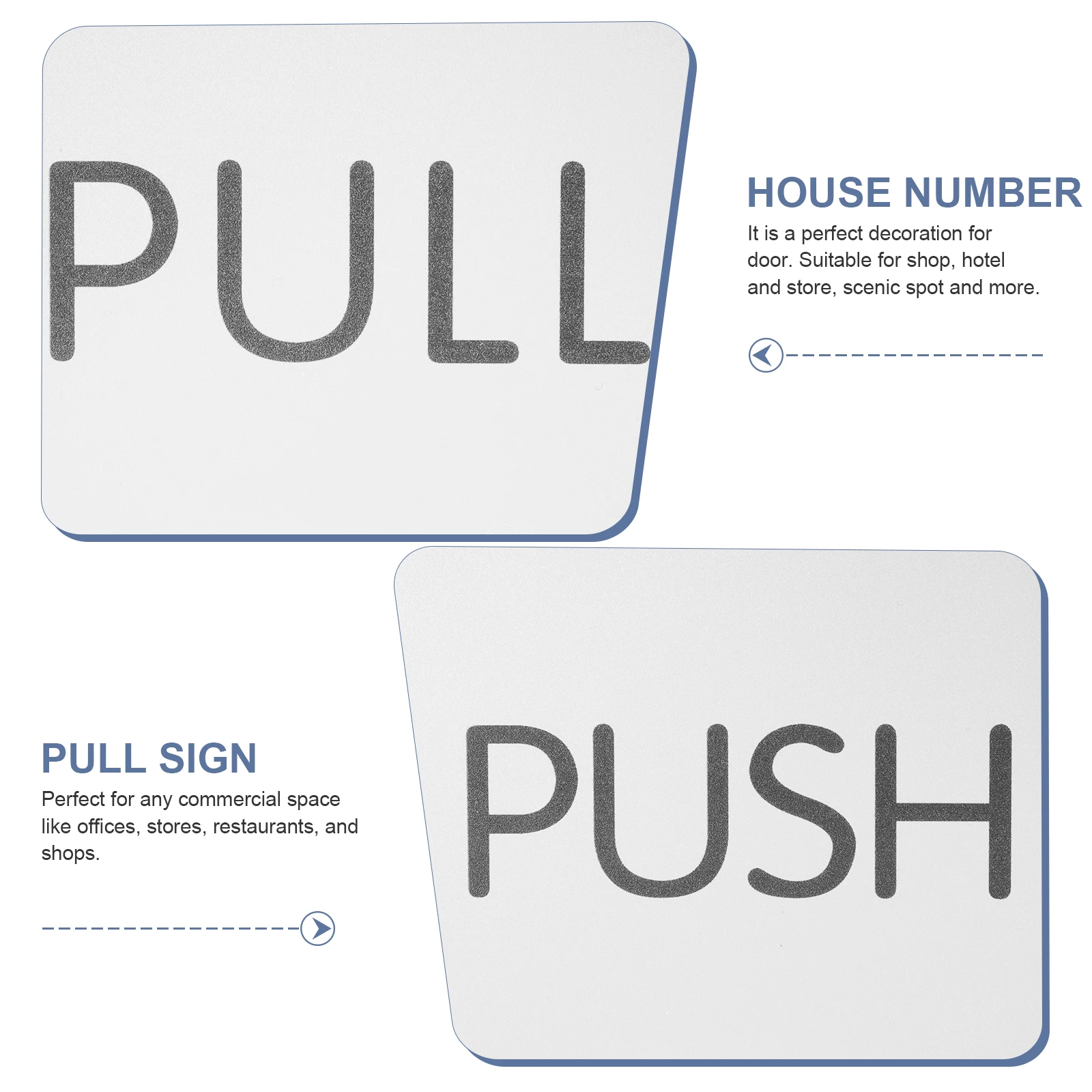 

2 Pcs Plastic Push Pull Door Signs for Glass Doors Commercial Restaurant Easy Installation Entrance Signage