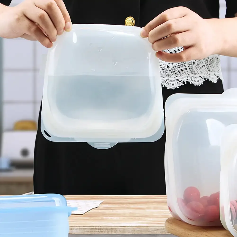 Silicone Reusable Food Bag Freezer Food Container Heat Resistant Leakproof Fresh Keeping Bags Sub-packing Sealing Bags