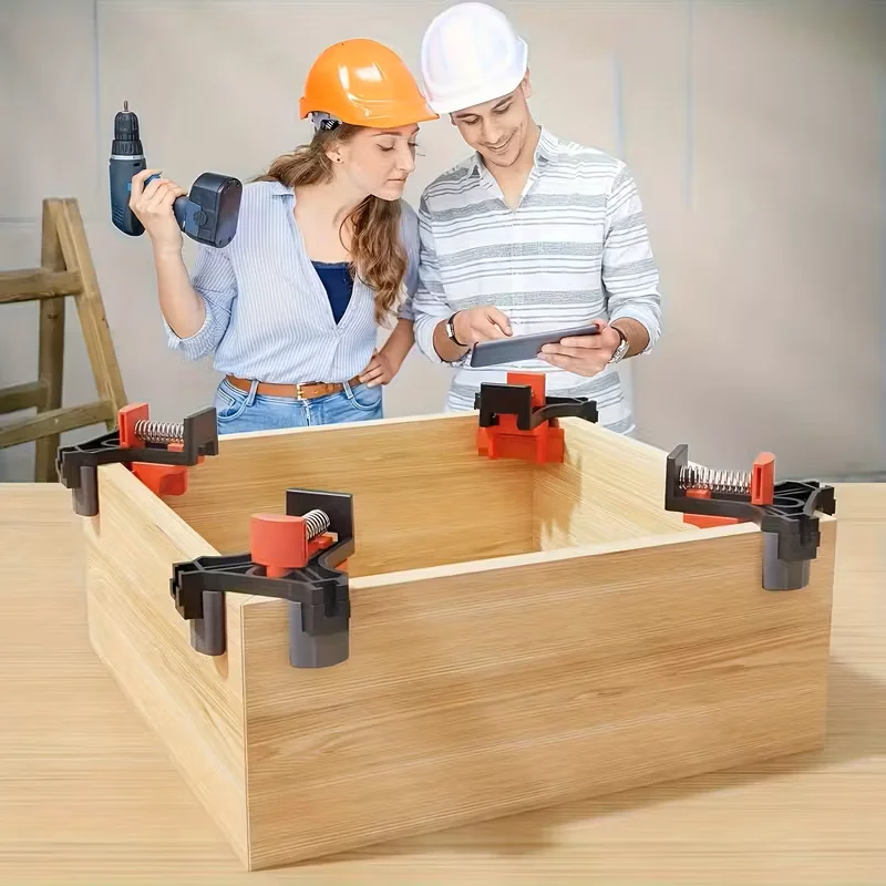 1/4pcs adjustable 90 degree angle clamp - durable, reusable woodworking tool for perfect right angles and T-joints