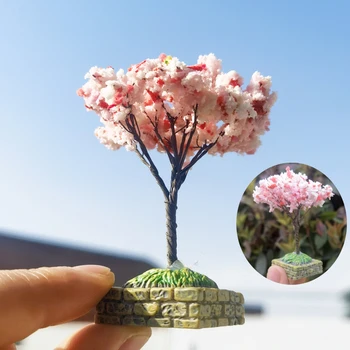 Miniatuur Kersenbloemenboommodel Met Basishoogte 70Mm Plant Diorama Kits Diy Zandtafel/Ho Railway Scene Lay-Out Accessoires
