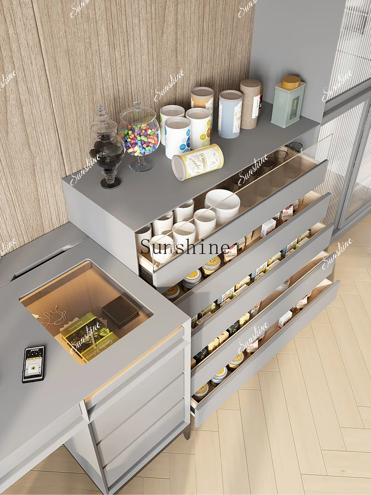 

Italian minimalist bookcase solid wood combination glass door storage simple storage FT