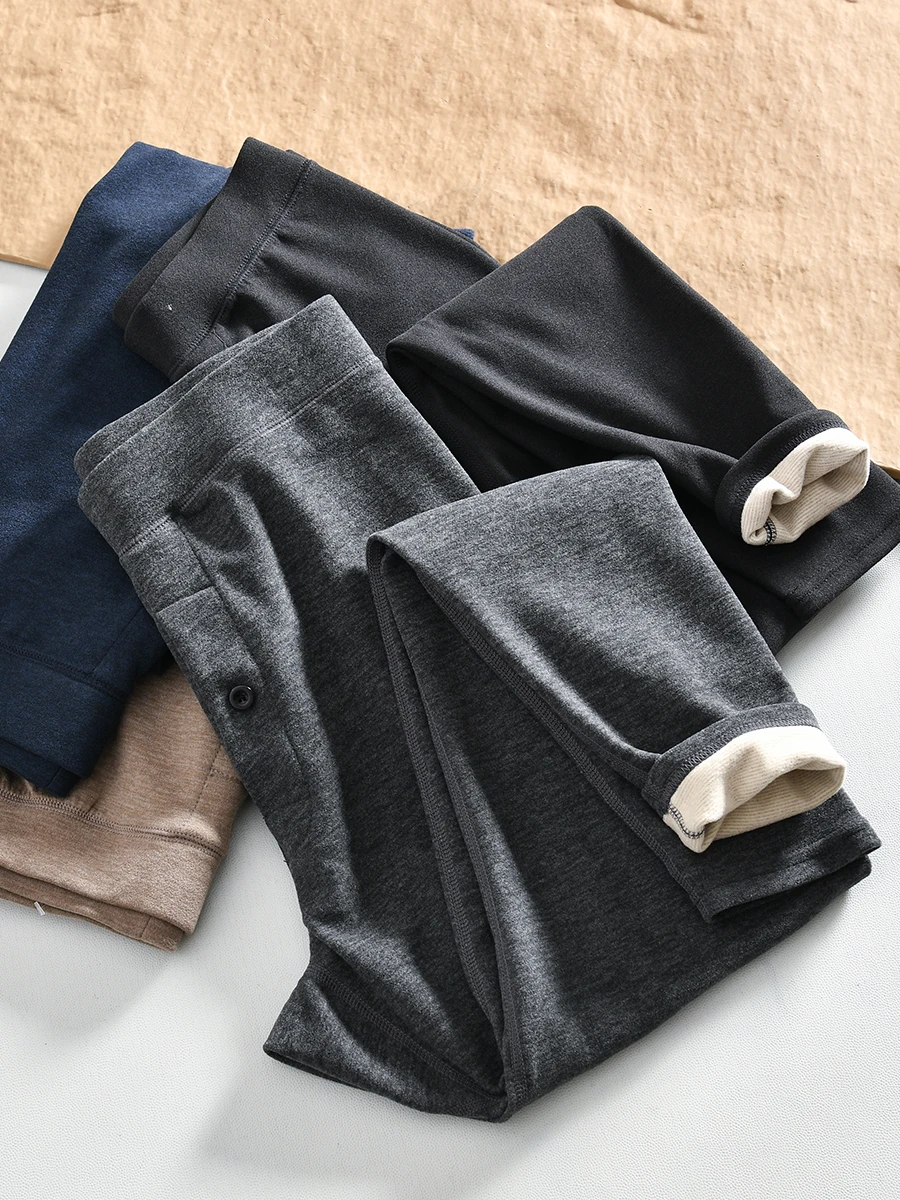 

Men's Thickened Wool Silk Thermal Pants Comfortable Skin-Friendly Autumn Winter Warm Underwear Long Pants Pure Color