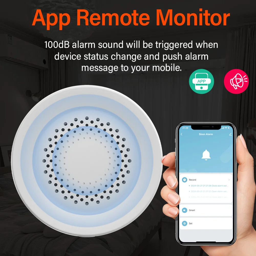 Tuya WiFi Sirena di Allarme Per La Sicurezza Domestica 100db Altoparlante Vita Intelligente APP Monitoraggio Remoto Funziona Con Alexa Yandex Alice Google Casa
