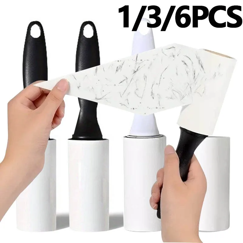 Conjunto de Rolos Removedores de Pelos de Alta Resistência 1/3/6PCS |   Rolo com Folhas para Forte Adesão em Roupas, Tapetes, Sofás |   Ideal para Proprietários de Animais de Estimação