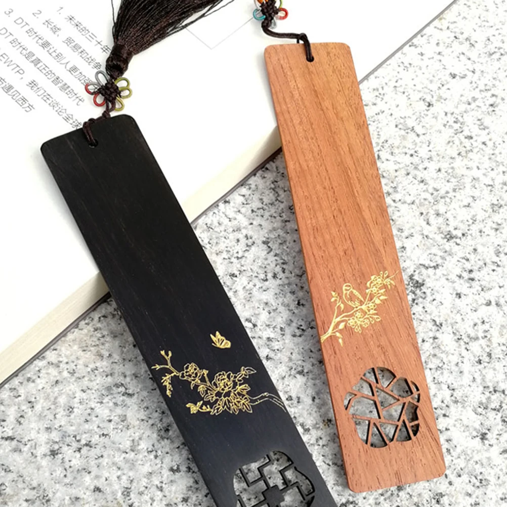 

2 Pcs Chinese Style Bookmark Souvenir Bookmarks Stationery Gift Crestive Wooden Creative