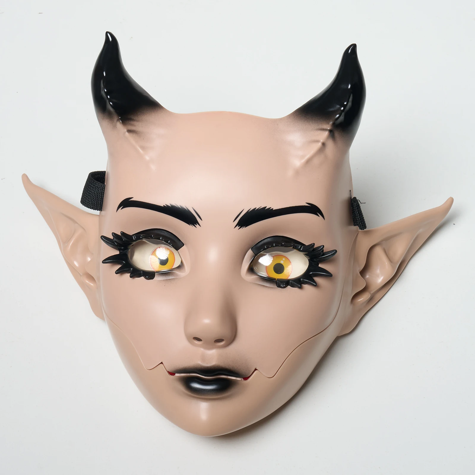 JAUPTO 7-Farbige Hornige Maske mit Beweglichem Kiefer und Offenem Mund, Fantasy-Kreatur-Maske für Halloween-Kostüme, Partys und Festivals, Gesichtsbedeckung für Erwachsene