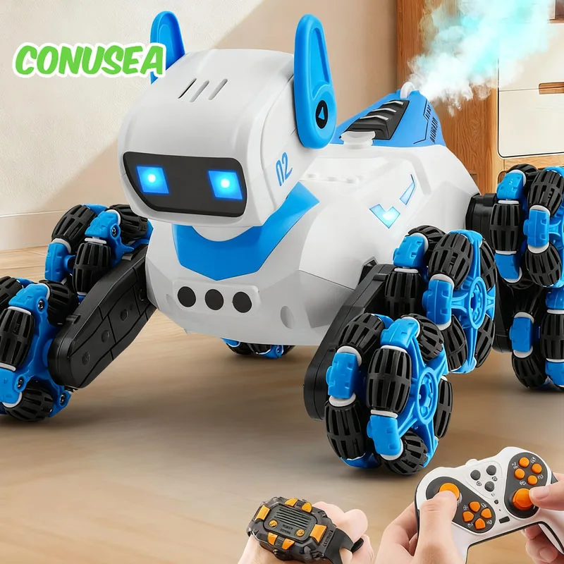 Robot Dog RC Smart Robots Toy Puppy 2.4G 4Wd Remote Control Stunt Mechanical Dog with Light Sound Electric Toys Christmas Gifts