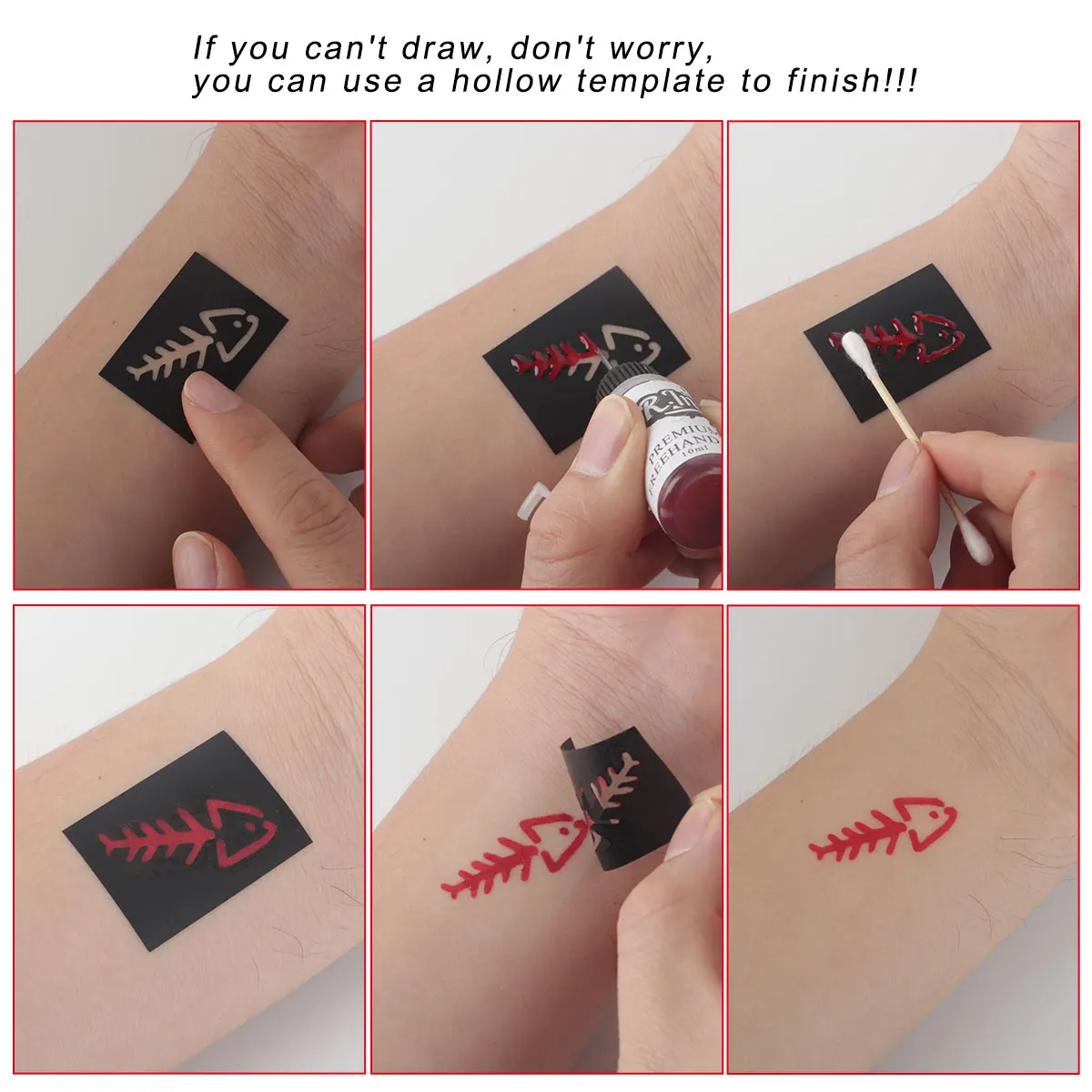 معجون صبغات عصير للوشم المؤقت مع مجموعة نمط القالب، فن الجسم العصري الصيفي المرسوم يدويًا بالألوان، الترفيه والرقص التخرج والمهرجانات - 6 ألوان متاحة للرسم، لوحة وشم مؤقتة واقعية مقاومة للماء والعرق ومقاومة للفرك #5