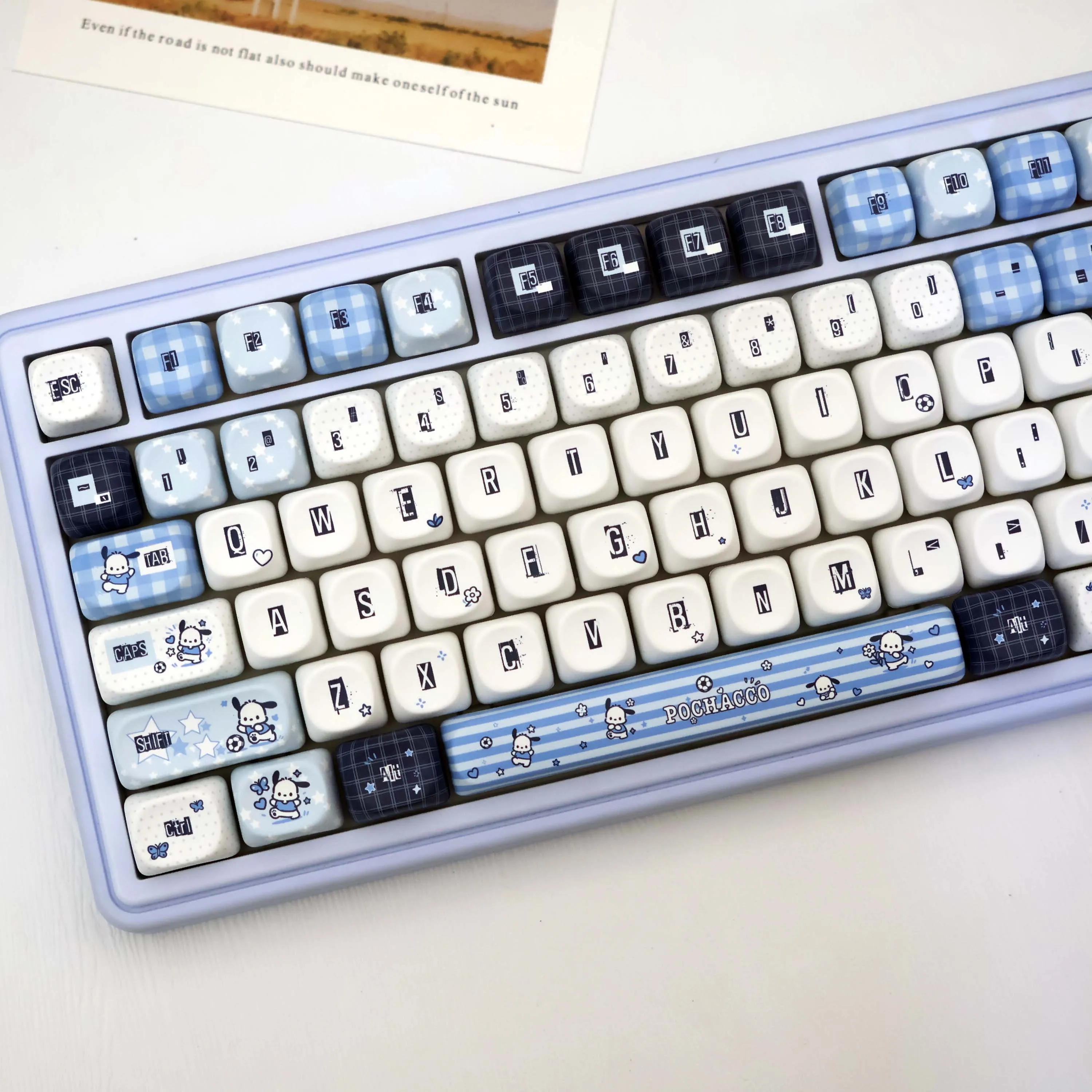131 Keys Pochacco Soccer PBT Keycaps MOA Dye-Sub MX Mechanical Keyboard Set for 61/64/68/87/96/104/108