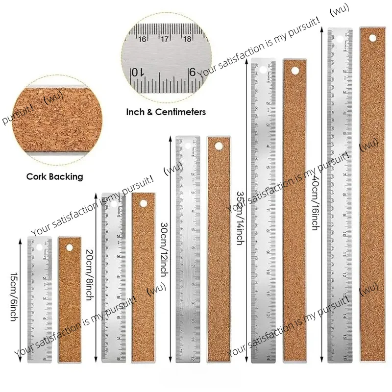 for A29F-5Pcs Cork Backed Ruler Stainless Steel Ruler, 6/8/12/14/16 Inch Metal Ruler,Straight Edge Ruler Non-Slip Metal Rulers