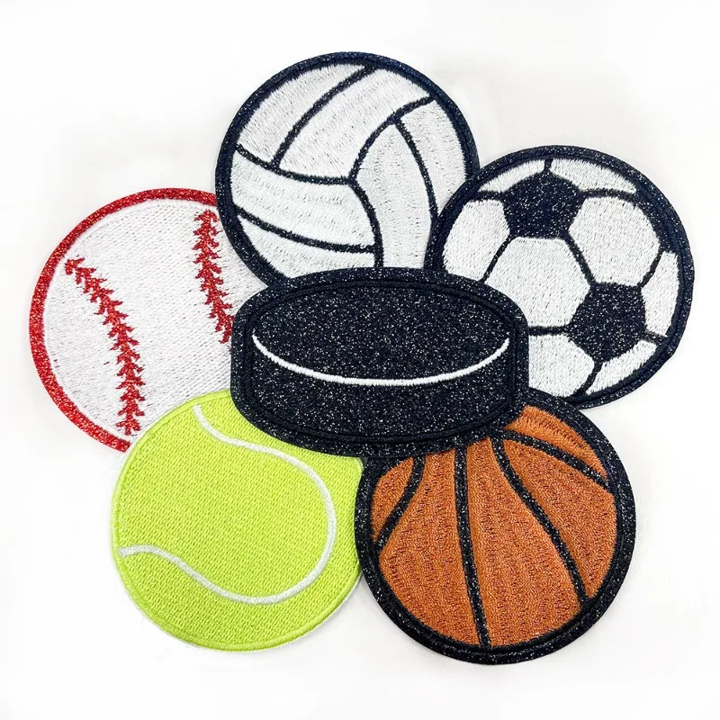 Glitter Sports Baseball Soccer Tennis Iron-on Sew Embroidery Badge Patches DIY T-shirt Hat Backpack Clothing Appliques Sticker view 2