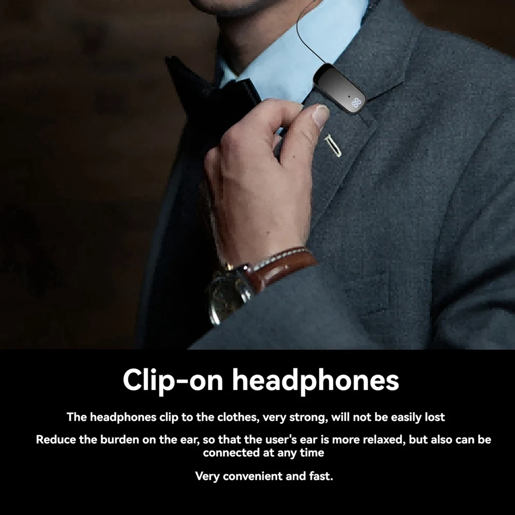 Superior K65 Tie-Clip Retractable Wired Bluetooth Headset In-Ear Digital Display Long-Life Business Single-Ear Headset