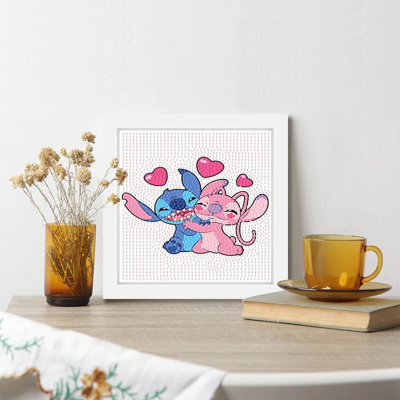 

Stitch Diamond Painting 2025 New Edition Handmade Sticker Art Creative Gift for Children Hand-Painted Small Picture with Frame