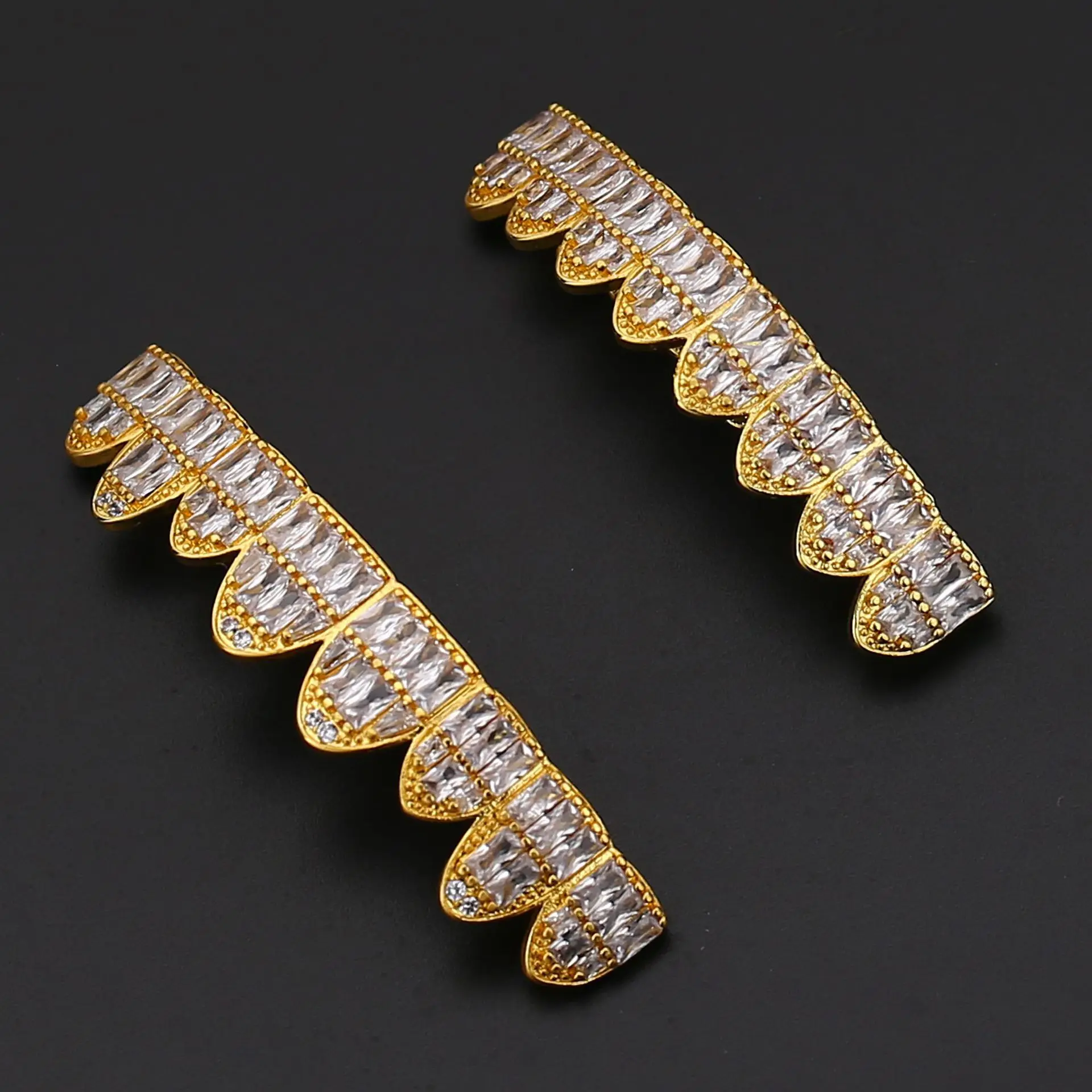 Micro-inlay 8-Tooth HIPHOP Hip-Hop Square Zircon Costume, A Popular Halloween Prop From Europe And America