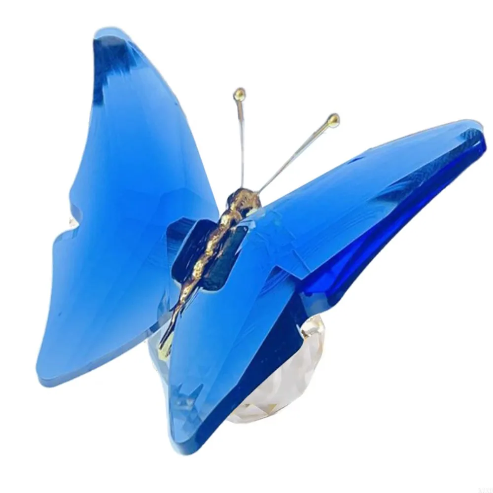 

Transparent Crystal Butterfly Statue Color Butterfly Intricate Design Butterfly Ornaments Glass Base Shimmering Finish