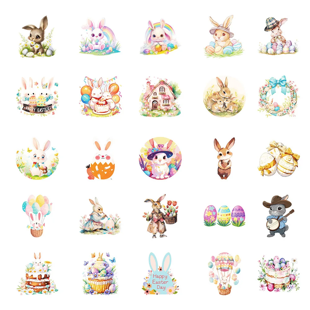 10/30/50pcs Easter Theme Rabbit Egg Stickers Cartoon Decoration DIY Phone Notebook Fridge Bike Skateboard Suitcase Toys Gifts