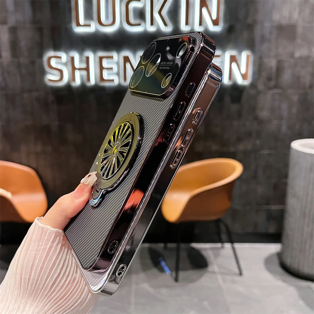 حافظة مغناطيسية بنمط ألياف الكربون لهاتف آيفون 17 16 15 14 13 12 Pro Max لهاتف Magsafe غطاء مقاوم للصدمات