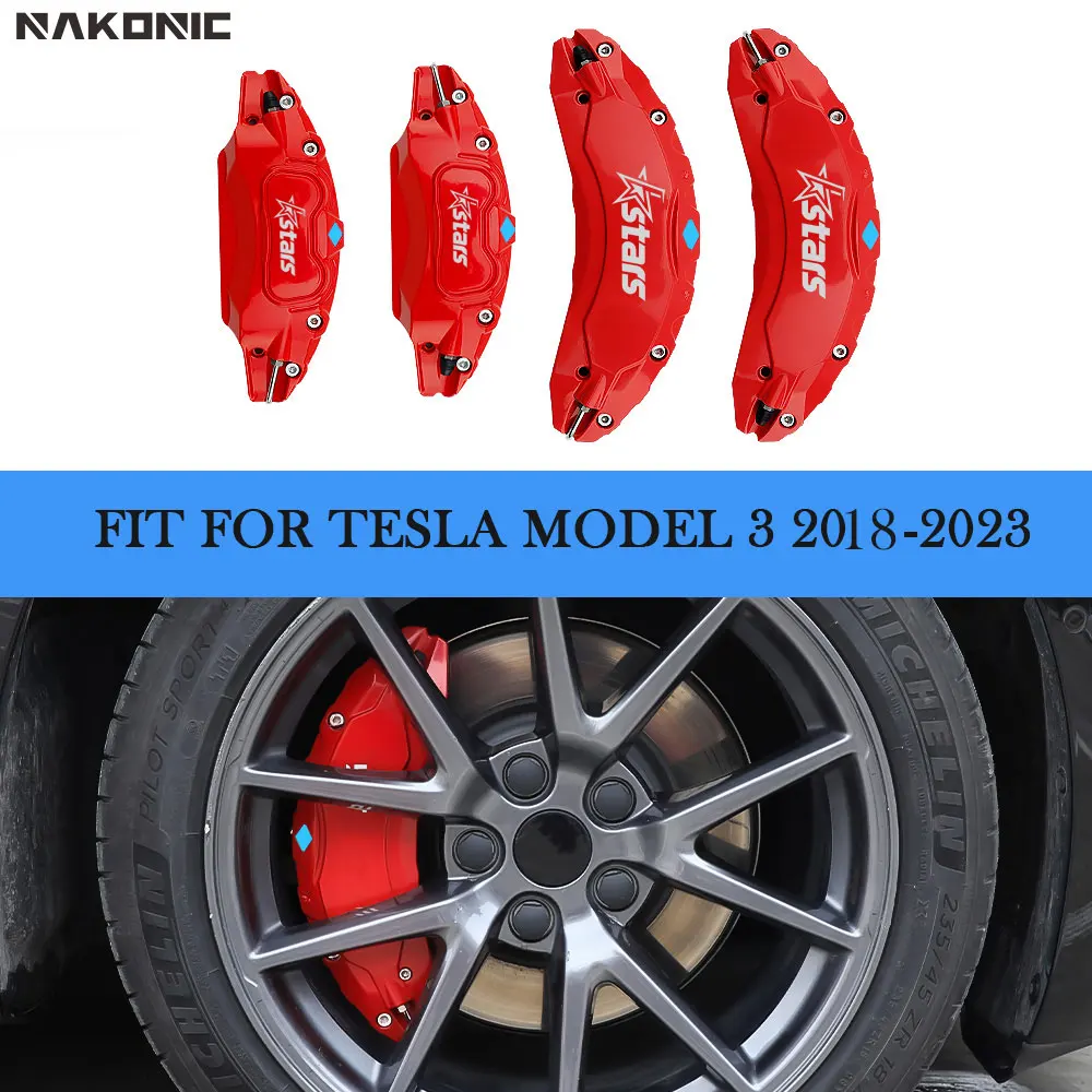 

4Pcs Brake Caliper Covers For Tesla M3 2018-2023 12 Colors 18 19 Inch Stars Stickers Will Be Included