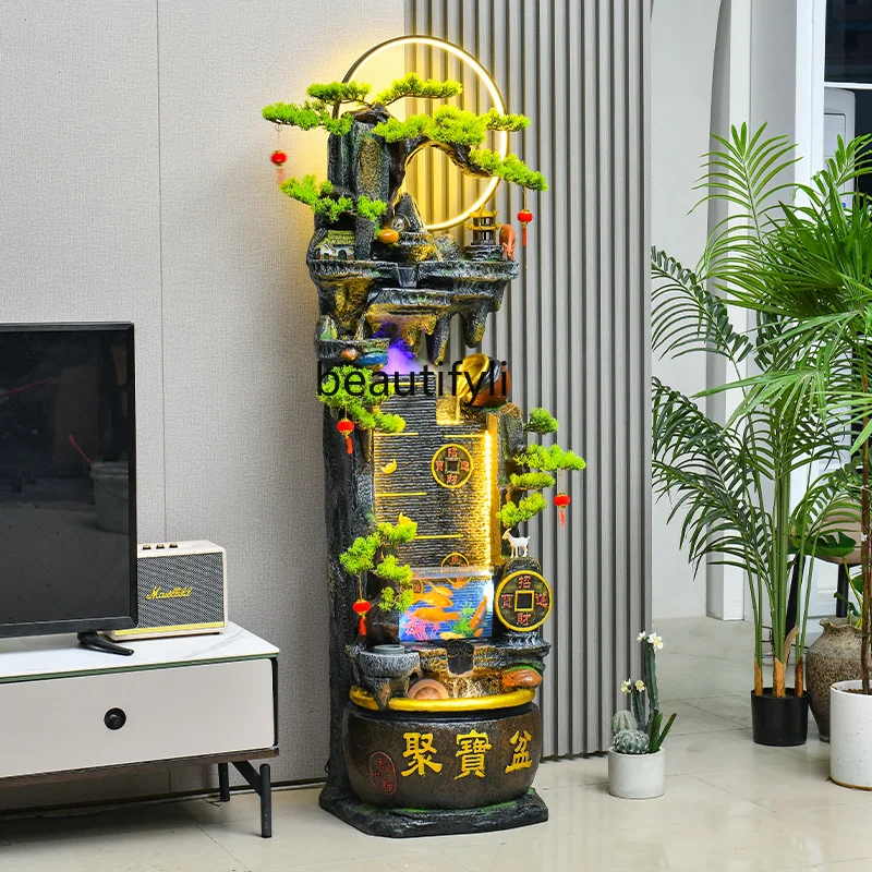 

New Chinese-style flowing water ornaments, living room floor feng shui wheel, rockery landscape decoration housewarming opened