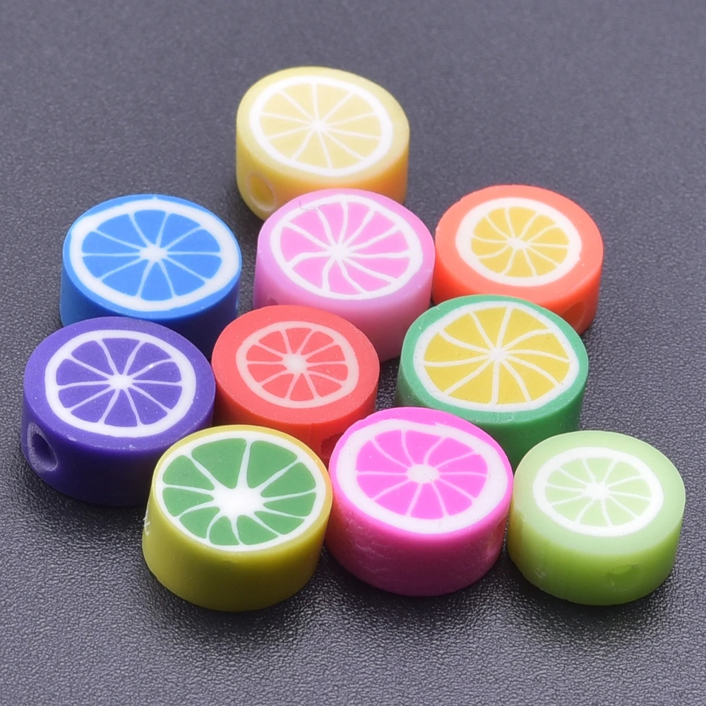 

DIY Fruit Mix Bead Grapefruit Lemon Polymer Clay Small Hole Spacer Beads For Jewelry Making Supplies Handmade Bracelets Finding