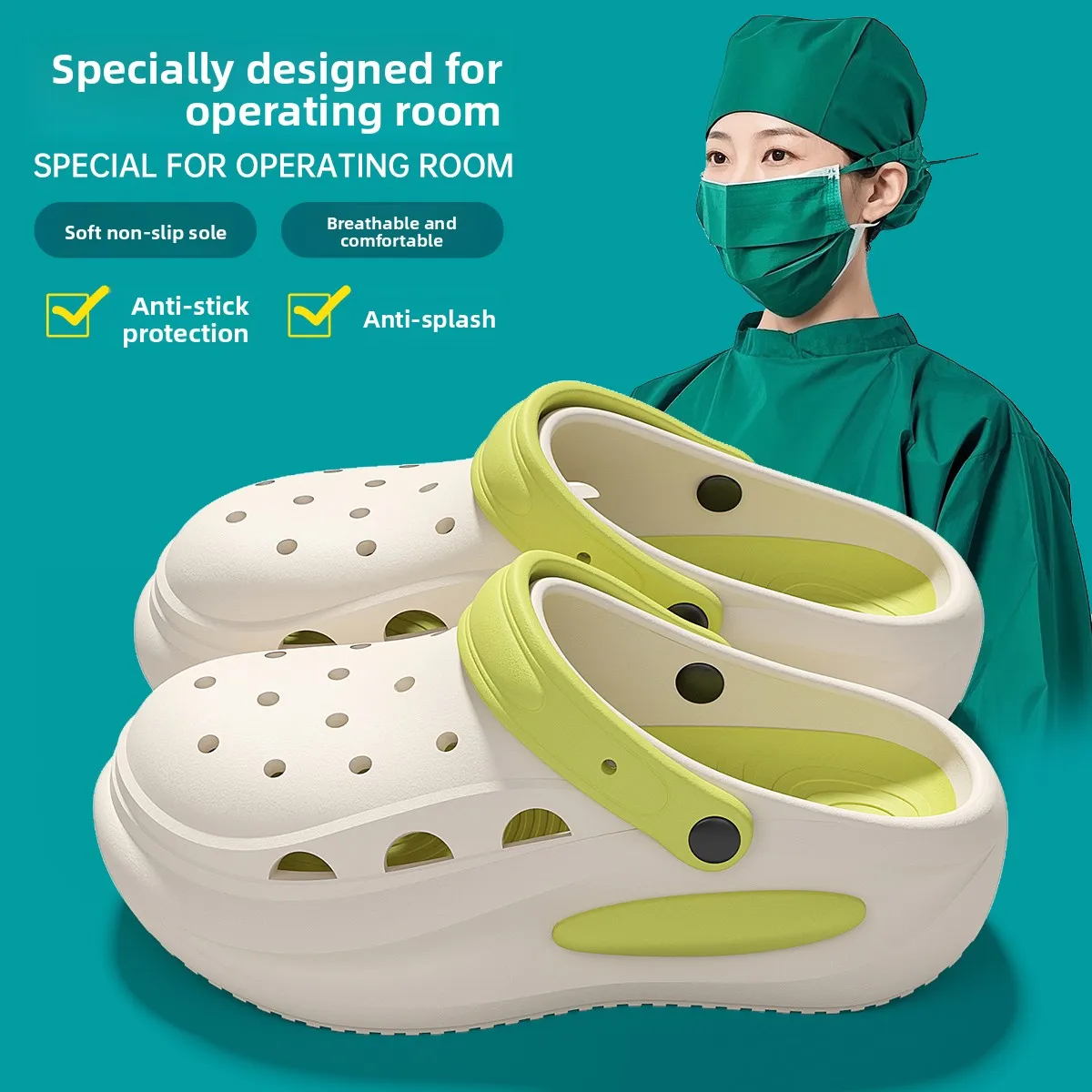 

Arch Support Outdoor Slippers for Women Summer Thick Bottom Anti-Slip Odor Control Hole Hole Shoe Surgery Room Casual Style E...