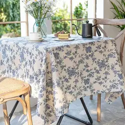 Polyester Linen Lace Edge Tablecloth, Rectangular Tassels Dust-Proof Table Cover,for Party Kitchen Dinning Table Home Decor