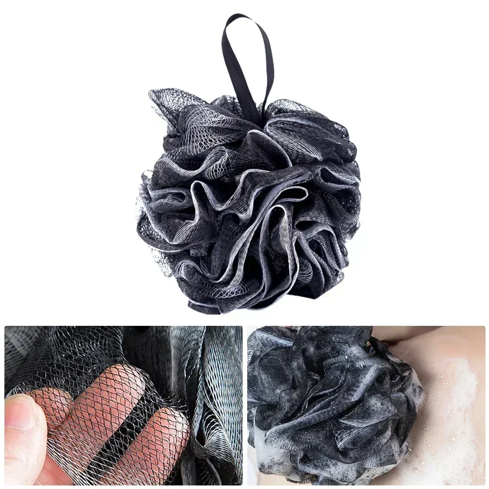 Shower Mesh Foaming Sponge Exfoliating Black Large Adult Bath Bubble Ball Care Bath Body Cleaning Tool Bathing Accessories