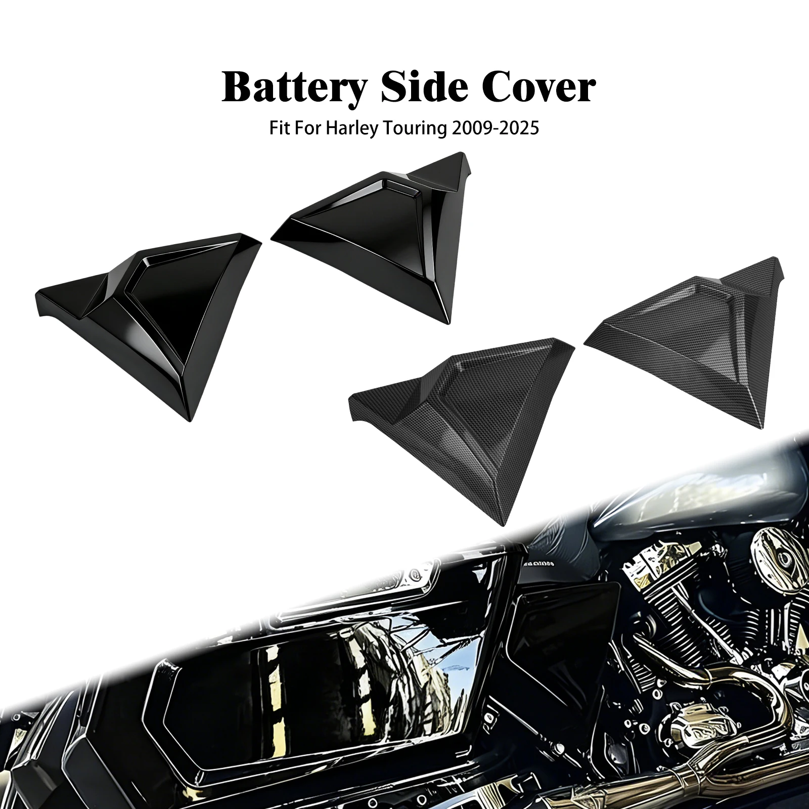 

Motorcycle Battery Cover Left Right Side Battery Protector Fit For Harley Touring Road Street Electra Glide Road King 2009-2025