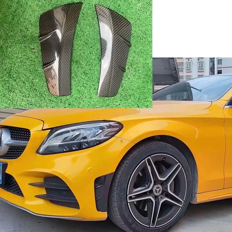 

For Mercedes Benz C Class W205 C63 C43 Carbon fiber front bumper side air vent and side wing wind blade decoration body kit
