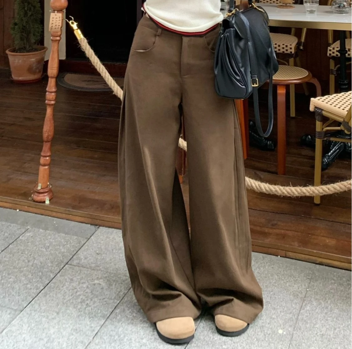 2025 Autumn Versatile Wide Leg Loose Slimming Casual Pants Solid Color Fashion