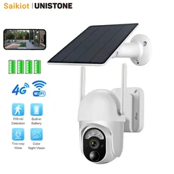 Saikiot 4MP 4G WIFI Mini Solar Camera Solar Powered CCTV Security Surveillance System WIFI 4G GSM SIM Ubox Mini Solar PTZ Camera
