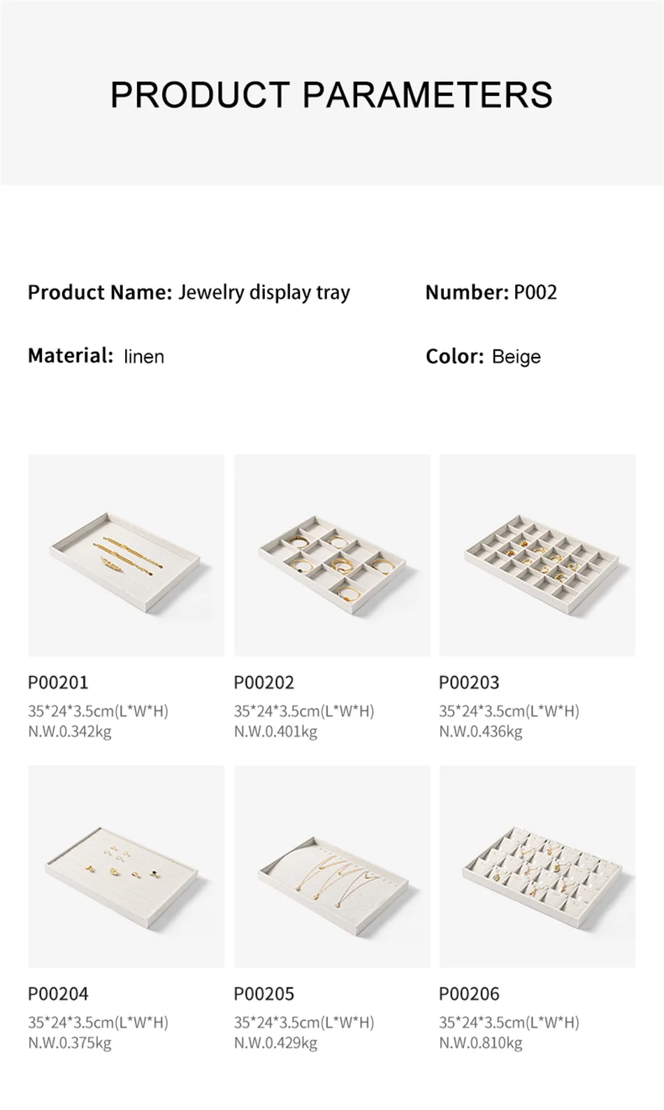 Oirlv Schmuck-Display-Tabletts, stapelbare Schmuck-Organizer-Tabletts, Leinen-Display-Box für Ringe, Ohrringe, Halsketten, Schubladenorganisation – Detail 8